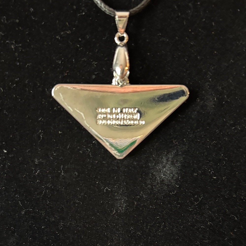 Prada Green and Silver Triangle Necklace - Picture 3 of 3